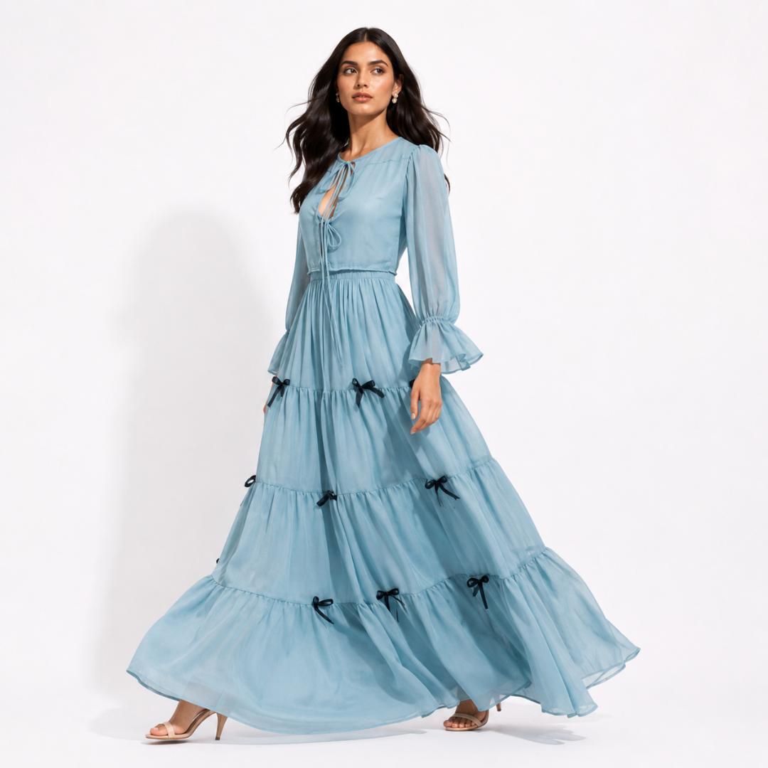 Celeste Ribbon Tiered Maxi Dress