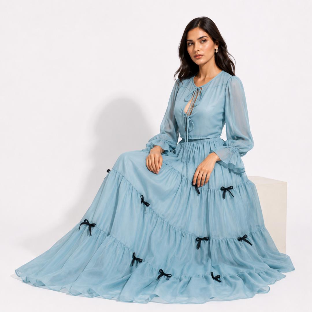 Celeste Ribbon Tiered Maxi Dress