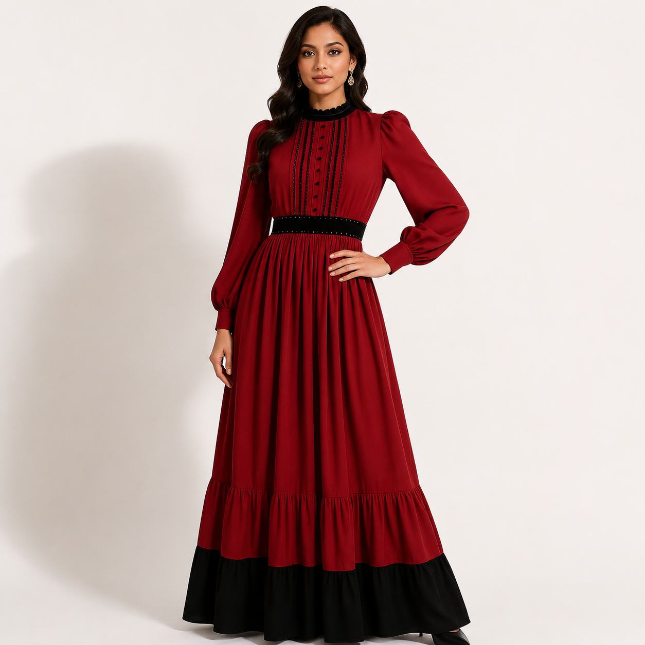 Crimson Noir Vintage Maxi Dress
