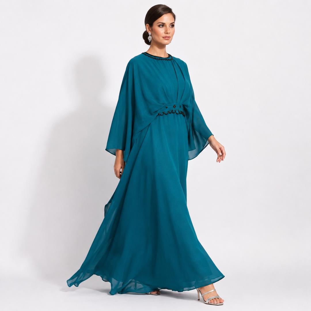 Emerald Teal Royal Flow Gown