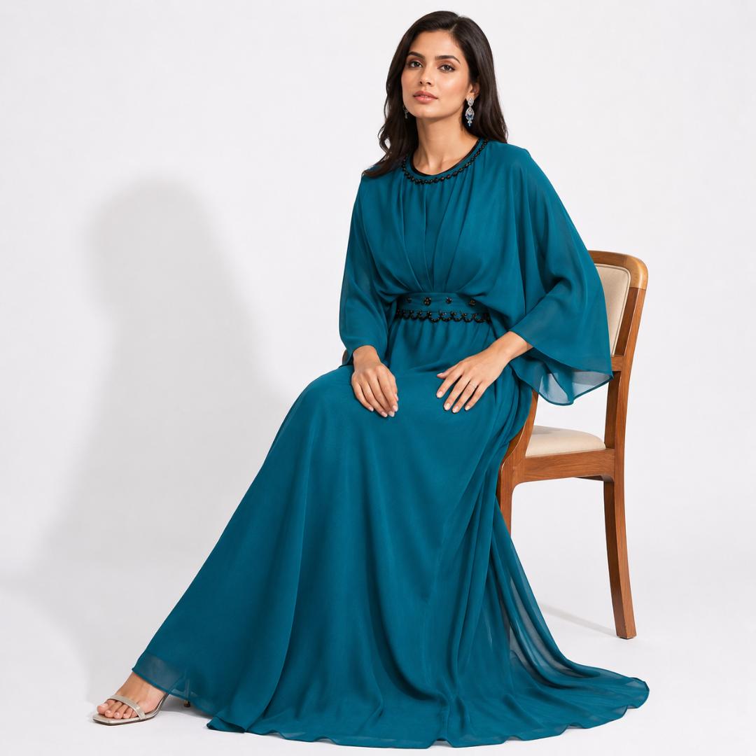 Emerald Teal Royal Flow Gown