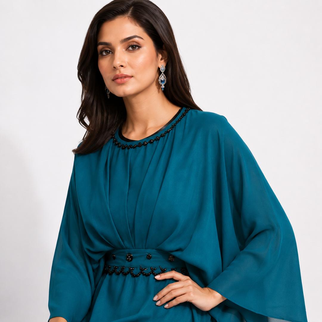 Emerald Teal Royal Flow Gown