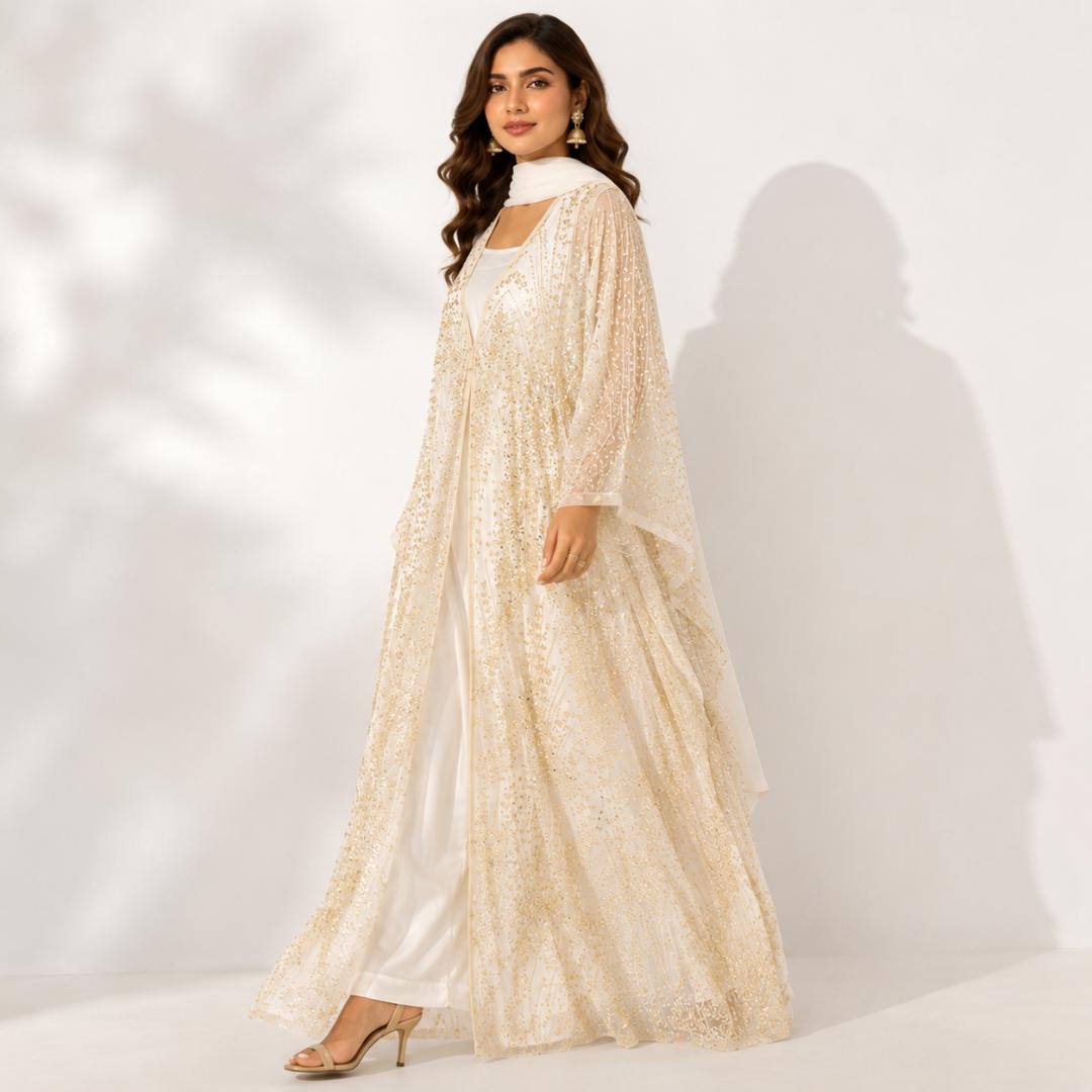 Ivory Stardust Embellished Kaftan 