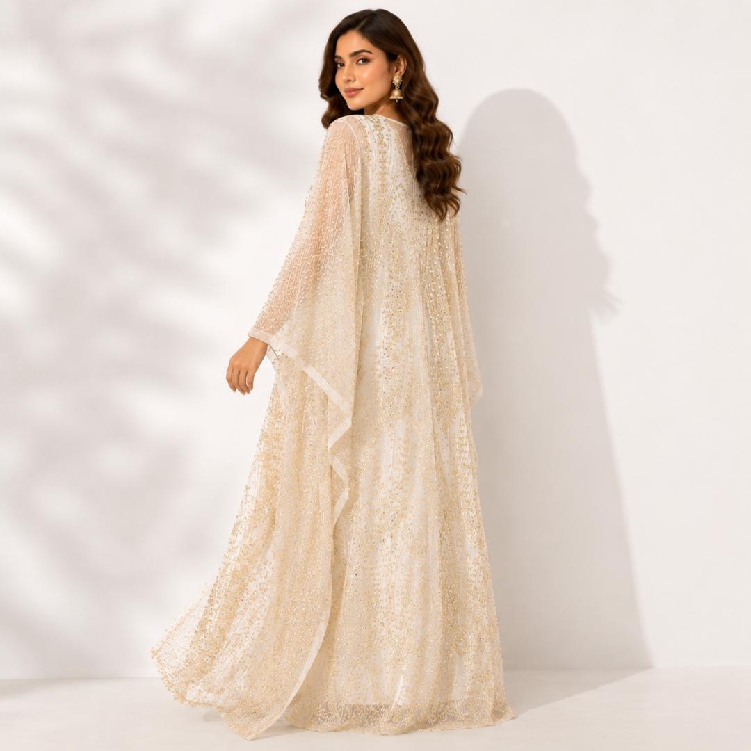 Ivory Stardust Embellished Kaftan 