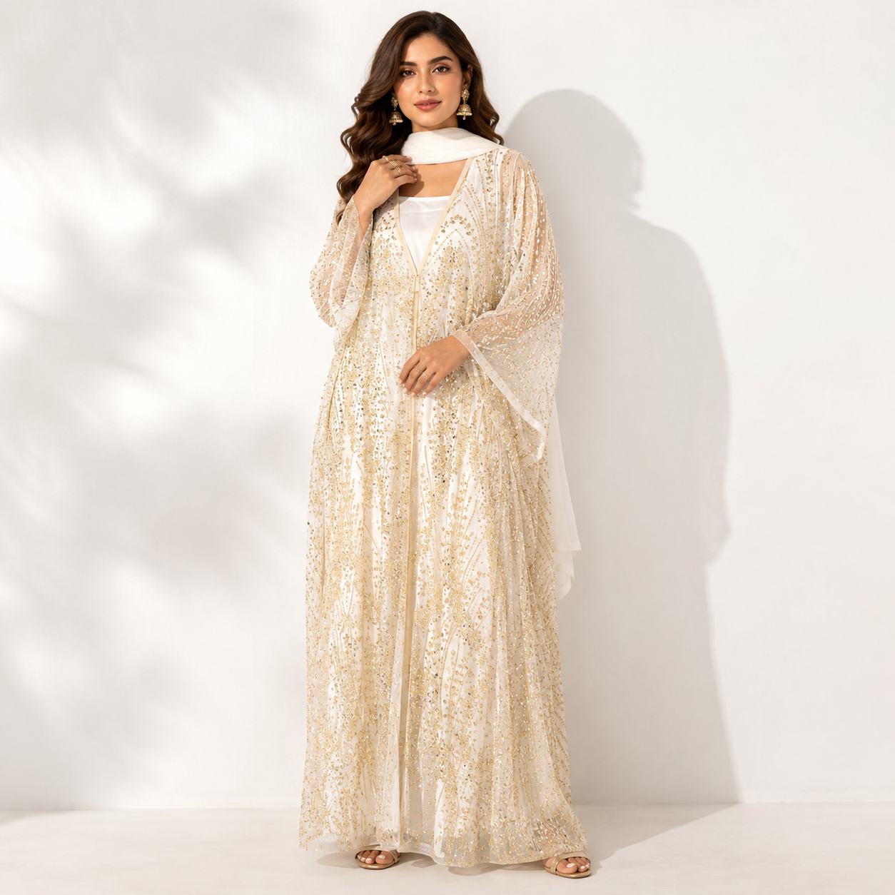 Ivory Stardust Embellished Kaftan 