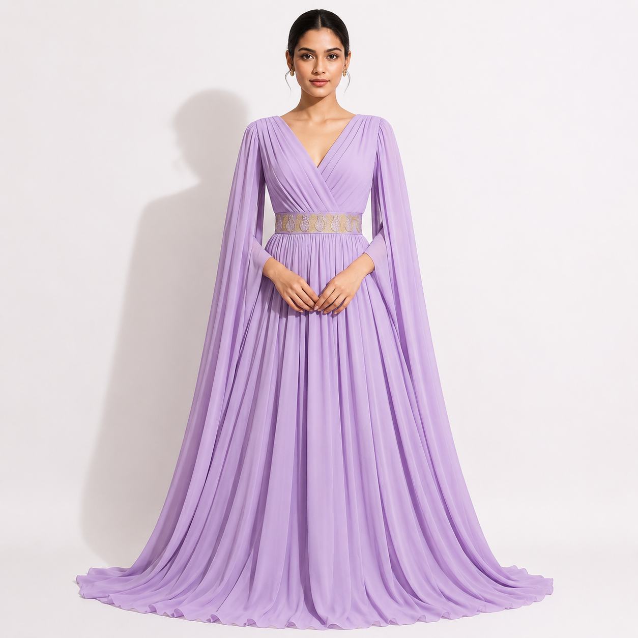 Lavender Royal Cape Maxi Gown