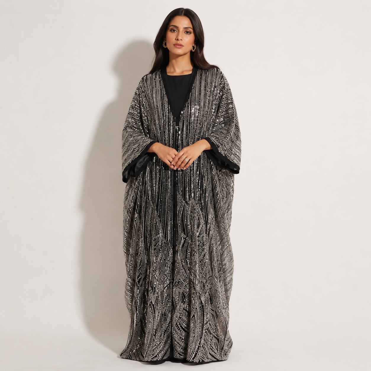 Midnight Silver Sequin Kaftan 