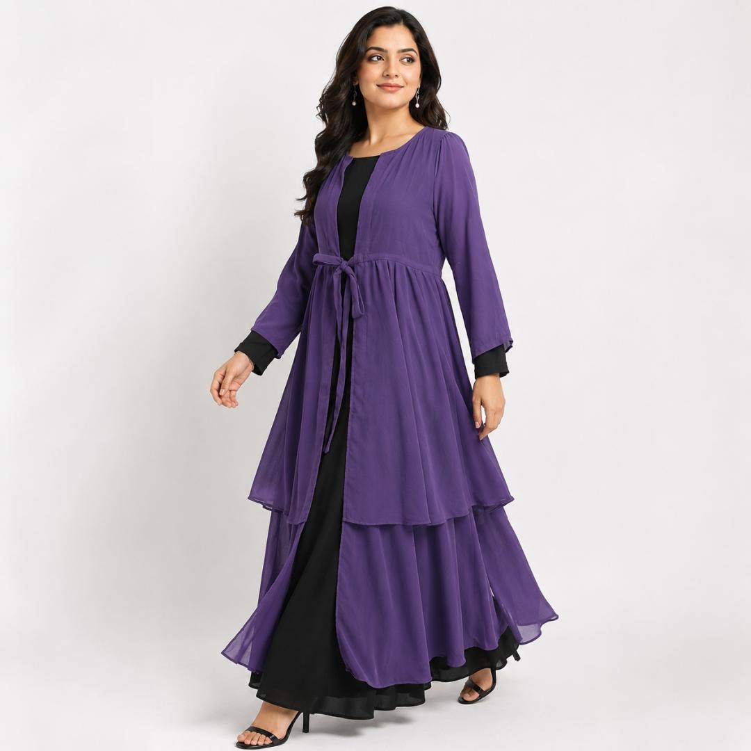 Royal Amethyst Layered Overlay Gown