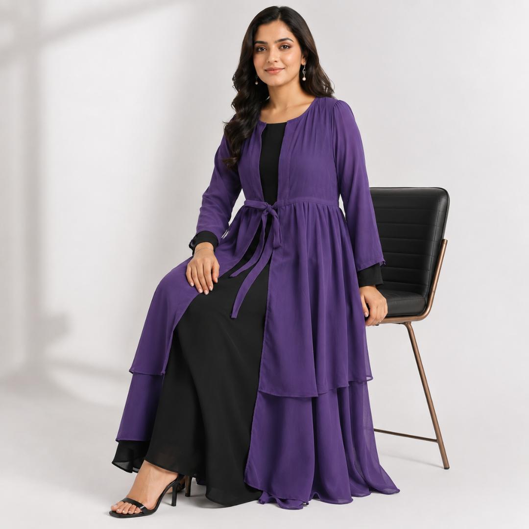 Royal Amethyst Layered Overlay Gown