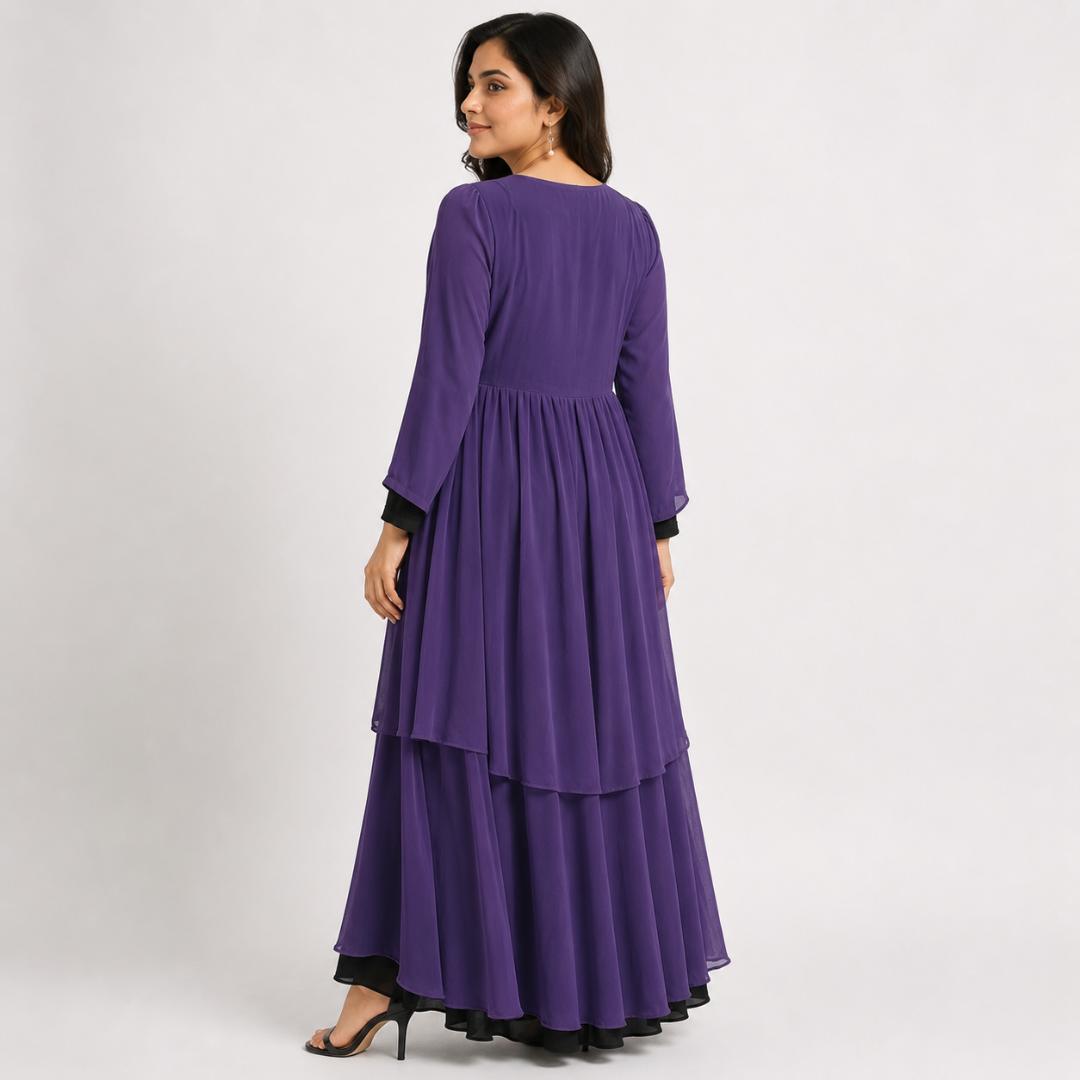 Royal Amethyst Layered Overlay Gown
