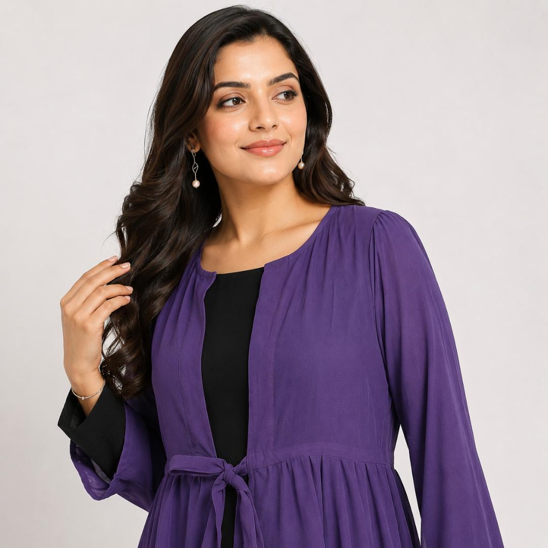 Royal Amethyst Layered Overlay Gown