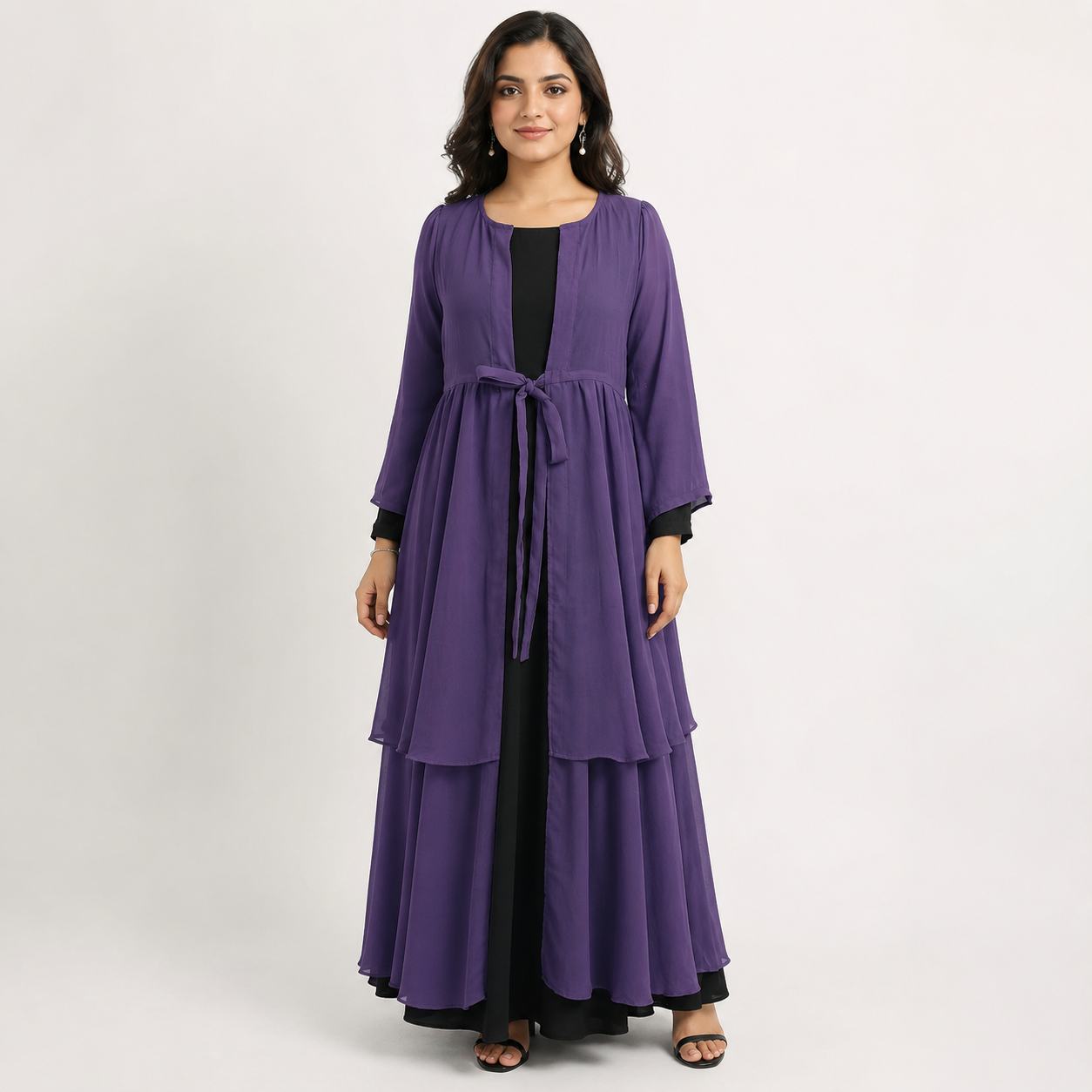 Royal Amethyst Layered Overlay Gown