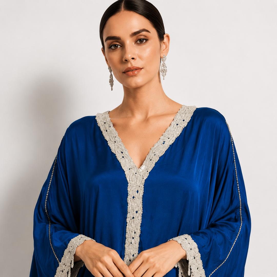 Royal Blue  Embroidered Kaftan Dress