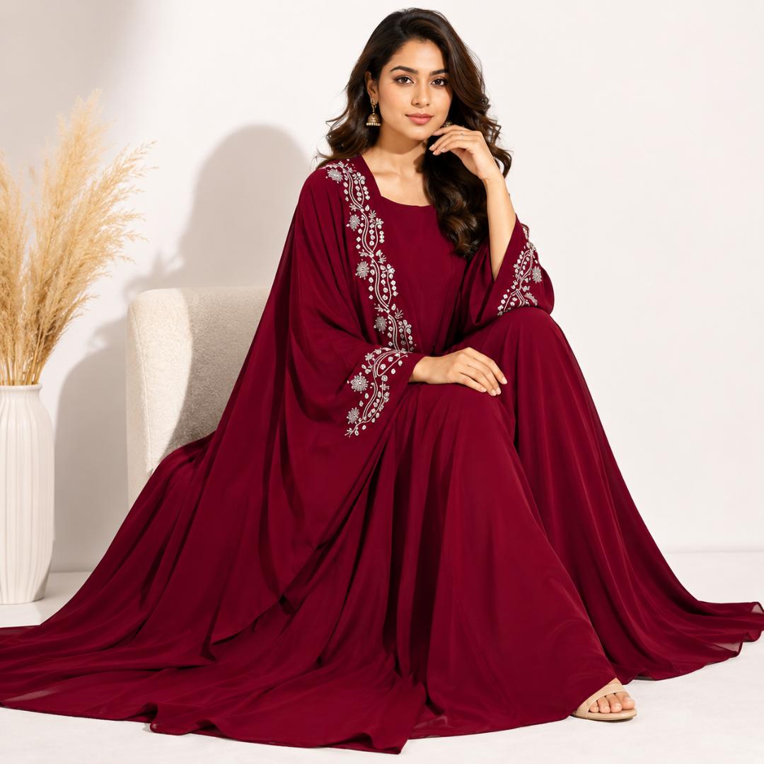 Royal Ruby Embroidered Kaftan