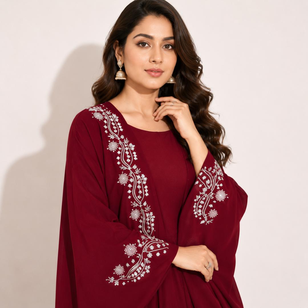 Royal Ruby Embroidered Kaftan