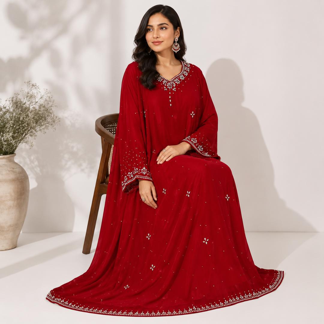 Ruby Royale Embellished Kaftan 