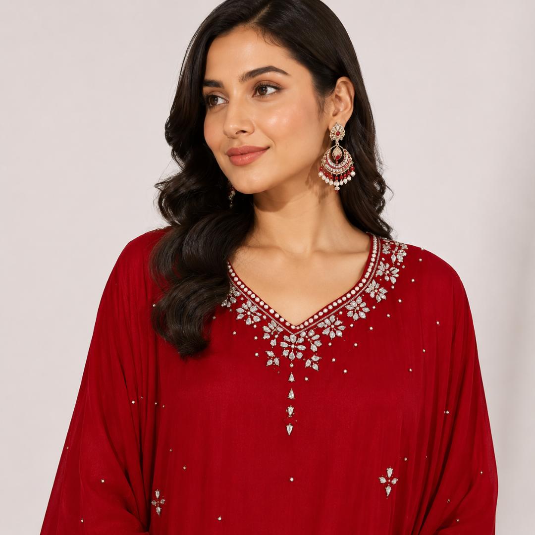 Ruby Royale Embellished Kaftan 