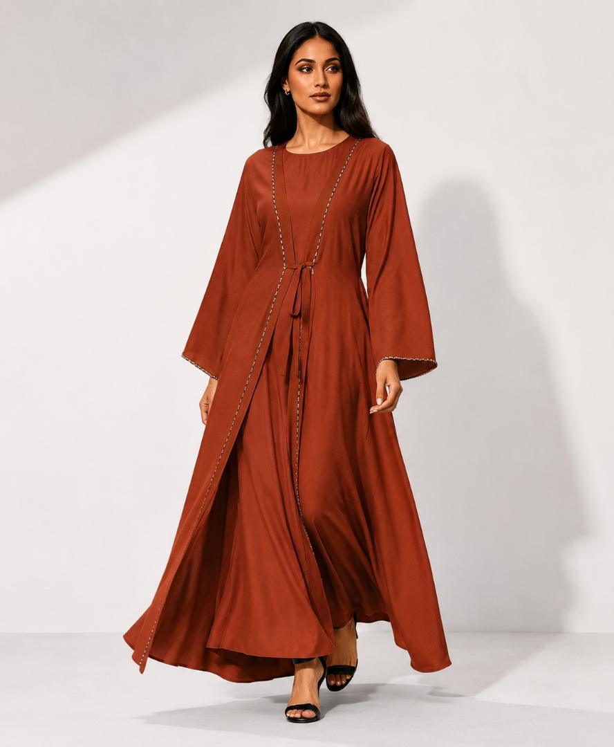 Rust Aura Minimal Luxe Abaya