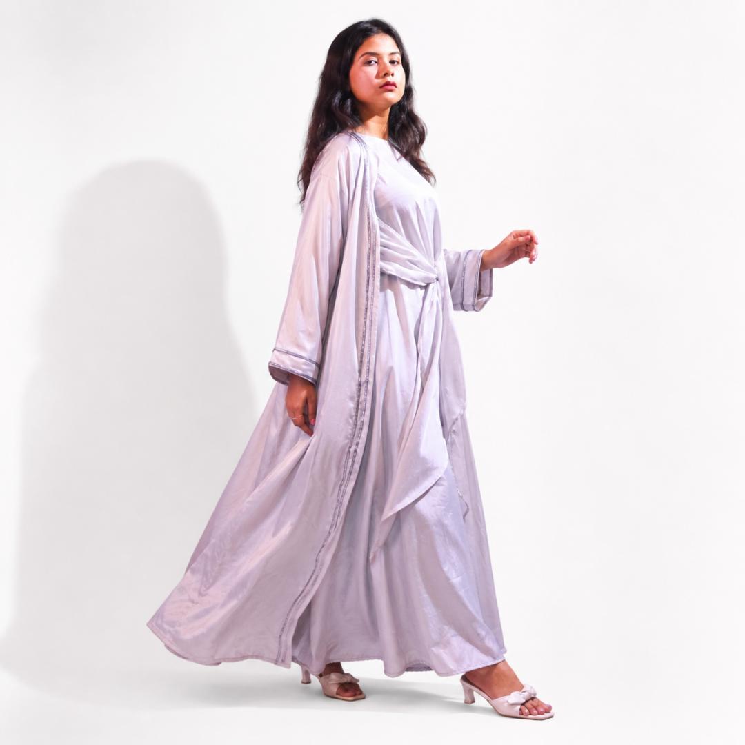 Soft Mist Wrap Abaya Set