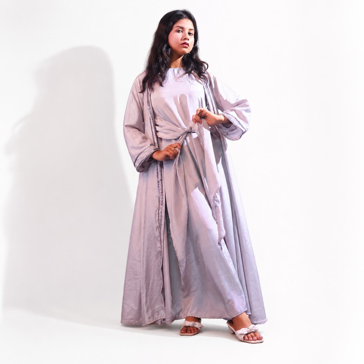 Soft Mist Wrap Abaya Set